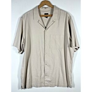 Gap Cabana Shirt Size Large Mens Beige Button Up Resort Wear Linen Blend Casual